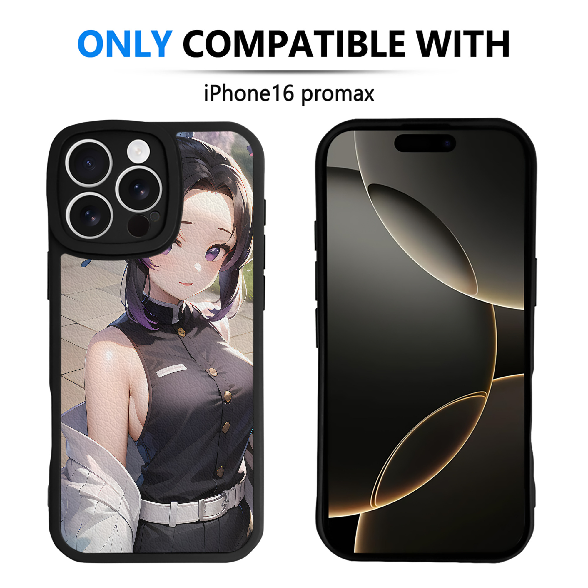 （画像用） 鬼滅の刃（きめつのやいば）蟲柱-胡蝶 しのぶ／こちょう しのぶ Kochou Shinobu 【iPhone 16シリーズ対応】シリコンスマホケース（レザー調） 材質：シリコン